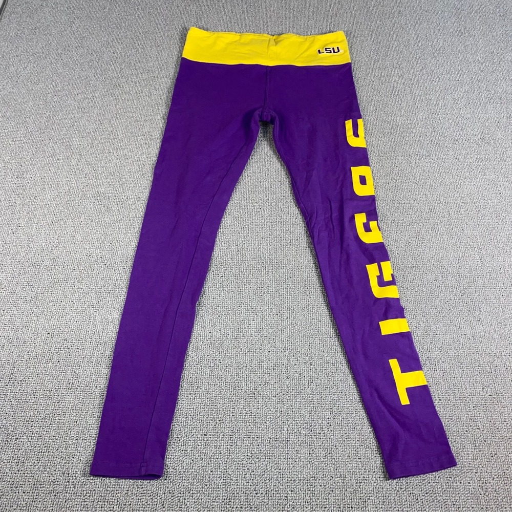 Loudmouth LSU Tigers Leggings Womens Medium Large Purple Yellow Athletic Gameday
